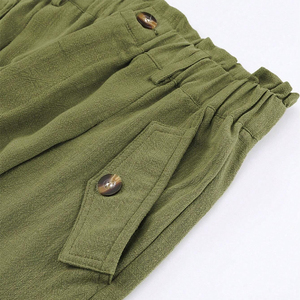 <span class=keywords><strong>Pantaloni</strong></span> Estivi Boho in <span class=keywords><strong>Lino</strong></span> Verde di Alta Qualità Personalizzati, Traspiranti con Vita Elastica, <span class=keywords><strong>Pantaloni</strong></span> Dritti Lavati per Donne - Product Image 4
