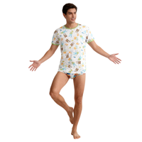 T-shirt imprimé Teddy Bear pour adulte, haut pour adulte avec boutons-pression sur l'épaule pour homme, jolies tenues ABDL