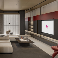 Özel Fransız MDF Entegre TV Duvar Dolabı, Villa Salonu için LED Işıklı