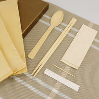 Bambus Original bambou couverts personnalisé jetable biodégradable Eco en bois couverts vaisselle couteau fourchette cuillère paille condiment ensemble