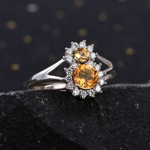 고품질 천연 크리스탈 컷 주얼리 S925 스털링 실버 페리도트 반지 - 패셔너블한 여성용 다이아몬드 세팅 반지 - Product Image 6