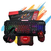 Rainbow Backlit LED 4 in 1 Wired Gaming Mouse Keyboard for Computer
