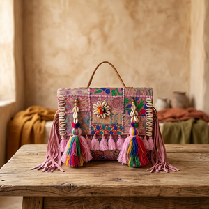 Meilleures ventes : Sacs à main décontractés en cuir véritable faits à la main, style traditionnel indien, grande capacité, légers, avec fermeture éclair - Product Image 1