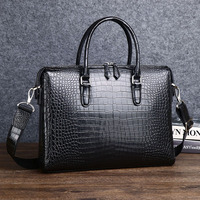 Nouvelle Arrivée : Porte-documents d'affaires haut de gamme pour homme, grande capacité, motif crocodile, en cuir véritable, fermeture éclair