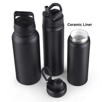 Tasse de voyage à café isolée avec doublure en céramique personnalisée, gobelet à thé en acier inoxydable avec infuseur, poignée de capuchon portable étanche