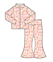Nuevo Conjunto de 2 Piezas para Niñas Pequeñas: Chaqueta con Cierre y Cuello Alto Elástico y Pantalones de Yoga con Corte Acampanado, Conjunto Deportivo Elegante para Bebés y Niñas
