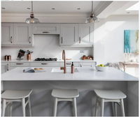 Meuble de cuisine modulaire moderne personnalisé avec éclairage LED, étagères en verre, finition mélaminée de haute qualité, tiroirs à glissières en MDF laqué/acrylique