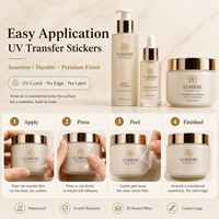 Autocollants personnalisés pour soins de la peau, transfert UV, 3D en relief, imperméables, sans étiquette, pour bouteilles et pots cosmétiques, kits de logos de marque OEM ODM