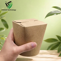 Boîte à lunch autoportante en papier kraft esthétique VEIKUN, jetable, étanche, anti-graisse, pour plats à emporter, nouilles, petite entreprise