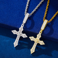Colgante de cruz cónica con incrustaciones de moissanita VVS que pasa la prueba del diamante, chapado en oro, plata de ley 925, joyería cristiana para hombre