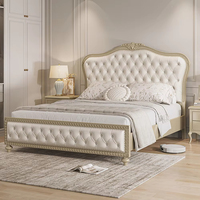 Cadre de lit Chesterfield de luxe en bois massif, tailles Queen et King, mobilier de chambre rembourré, lit simple pour chambre de princesse