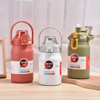 Grande Capacité Thermo Bouteille Thermique Bouteille D'eau En Acier Inoxydable En Acier Inoxydable Portable Avec Paille Thermos Tasse Isolée