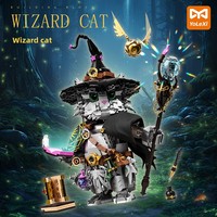 Yonglexing 33007 Gato Mago, Bloques de Construcción, Modelo de Adorno, Compatible con Juguetes para Niños, Plástico