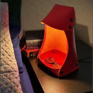 Desktop leather storage tray, table lamp-style storage box, remote control box, standing leather lampshade, ambient <b>light</b> <b>shade</b>. - Product Image 3
