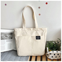 Sac fourre-tout en toile de coton biologique de grande capacité, couleur unie, sac à main décontracté, sac à bandoulière, sac de plage en coton pour femmes