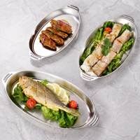 Plat à poisson en acier inoxydable 304 durable, spécial vapeur, carré, haut de gamme, pour usage domestique, avec double poignée, qualité alimentaire