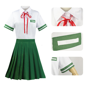 Ensemble de costumes de Cosplay Suzume Toki, jupe blanche et verte, nœud rouge, tenue de jeu de rôle Anime pour femmes et hommes, printemps 2023 - Product Image 2
