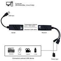 Extension USB 2.0 vers RJ45 sur Cat5 Cat5E Cat6 jusqu'à 100 mètres pour disque flash USB et clavier de souris et plus