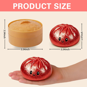 Caja Misteriosa de Dumplings Blandos con Purpurina, Envoltorios Sin Gluten, Juguete Antiestrés con Vaporizador, Mini Bao Bun Sorpresa Rojo, Diversión Loca - Product Image 2