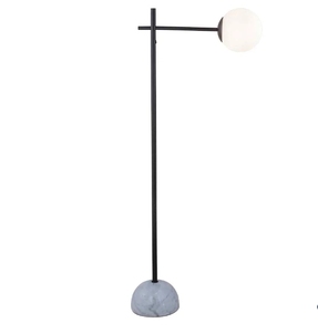 Glass <b>Ball</b> White Color Lampshade Floor Lamp with Marble Heavy Base for Hotel Lobby Home Decor - Product Image 1