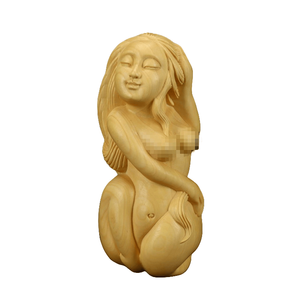 Modern Creative Exquisite Wood Carving Series Human Body Art Figurine in Lacquerware by GU YI Model J52