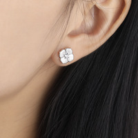 724 VIANRLA 925 Sterling Silber Blumen Ohr stecker mit strukturierten Blüten blättern und Sparkling Center CZ für Frauen