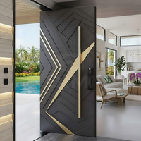 Portes d'entrée extérieures noires haut de gamme américaines personnalisées pour les maisons, portes modernes en aluminium coulé, grande porte pivotante d'entrée principale