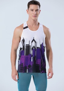 Trắng Tím thoáng khí thăng hoa Marathon chạy vest nhanh khô tùy chỉnh chạy quần áo Tank Tops SINGLET - Product Image 3