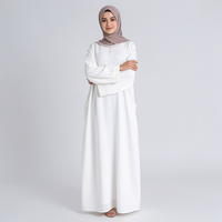 Lignes Wholesale OEM Kaftan Abaya Blanc, Robe Abaya Ample et Modeste pour Femmes Musulmanes, Style Dubaï, avec Poches, Collection Aïd 2026