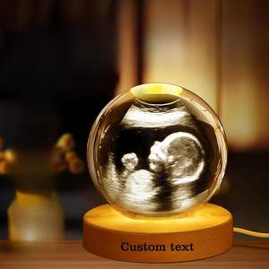 Boule de cristal photo <span class=keywords><strong>3D</strong></span> personnalisée, cadre photo LED, cadeau de naissance/Noël/mariage/anniversaire - Product Image 2