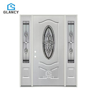 Fournisseur chinois d'usine, portes en bois de haute qualité, finies, avec insert en verre, portes doubles en bois pour la maison
