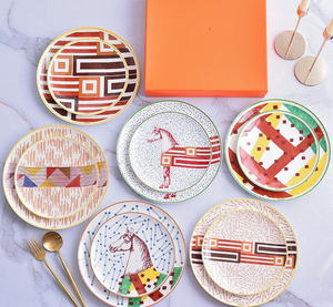 Vaisselle haut de gamme pour hôtels et clubs, assiettes en porcelaine fine pour cuisine occidentale, assiettes plates de 10 pouces, assiettes peu profondes de 8 pouces, présentoirs en céramique écologiques - Product Image 2