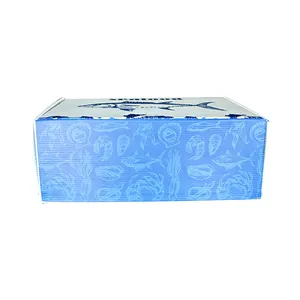PP Corrugated Seafood Shipping Container Crate Plastic Corflute Shrimp Logistic Storage Box Frozen Fish Packing Boxes For Sale