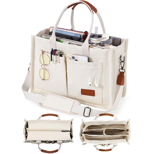 Sacs fourre-tout en toile personnalisés avec logo pour femmes, avec bouton ou fermeture éclair, pour le travail, l'université, les courses, <span class=keywords><strong>sac</strong></span> à bandoulière en toile pour enseignants et infirmières - Product Image 1