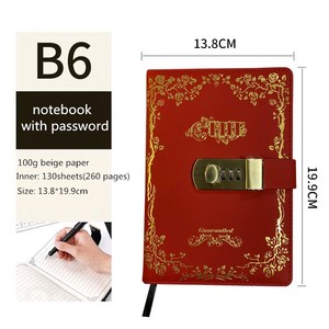 A5 dell'annata DELL'UNITÀ di ELABORAZIONE di cuoio duro della copertura della serratura <span class=keywords><strong>notebook</strong></span> diario con serratura codificata 3D password di <span class=keywords><strong>notebook</strong></span> di design - Product Image 5