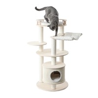 Arbre à chat moderne de luxe à 5 niveaux en bois massif avec grattoir pour grands chats