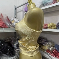 Haut Halter Sans Manches Imprimé Métallisé Effet Bandage Femme Grande Taille Coupe Ajustée