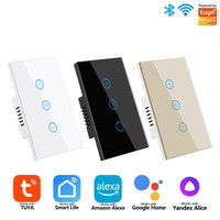 Interruptor Inteligente Tuya con Dimmer, Estándar Estadounidense, Panel Táctil de Vidrio, Temporizador para Productos y Dispositivos de Hogar Inteligente