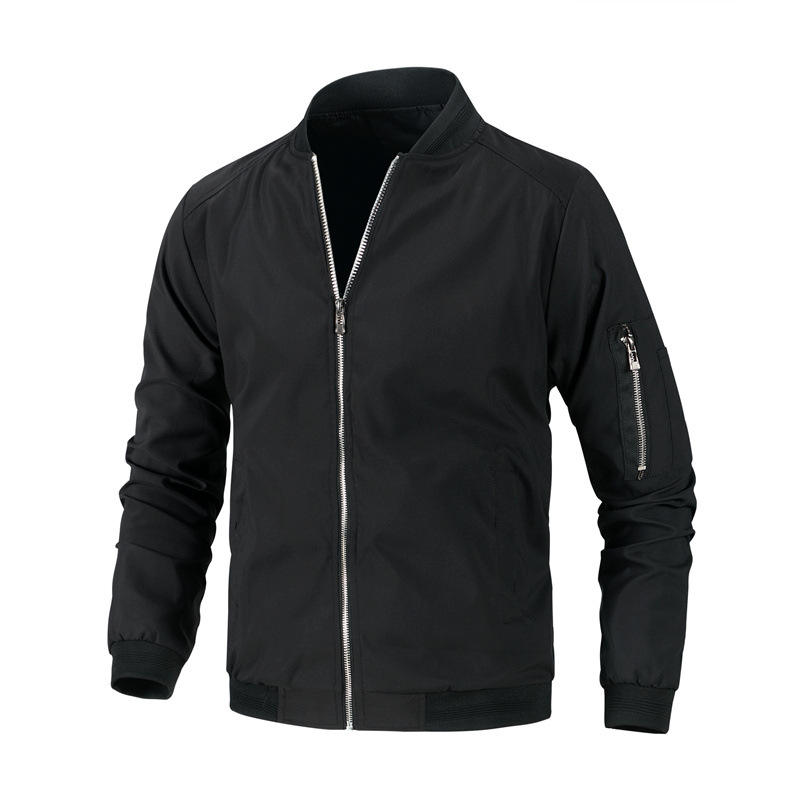 Chaqueta Bomber de alta calidad para hombre, abrigo ligero con cremallera y bolsillo, cortavientos largo y fino, para primavera y otoño