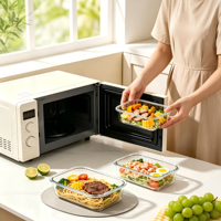 Offre Spéciale – Contenant Alimentaire Transparent à Emporter – Boîte de Conservation des Aliments en Verre – Nouveau Modèle Rond et Carré