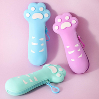 Étui à crayons en silicone en forme de patte de chat, papeterie mignonne en gros pour les élèves du primaire et du collège, pochette créative pour filles