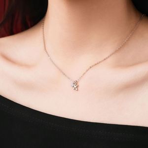 Dylam <b>Initial</b> Necklace Rhodium Plated 925 <b>Silver</b> 5A Zirconia Tiny Letters -K- Monogram <b>Pendant</b> Necklaces for Women - Product Image 6