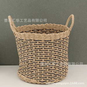 Cesta de almacenamiento tejida a mano para artículos diversos y cosméticos; cesta para ropa sucia - Product Image 1