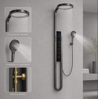 Panneau de douche mural thermostatique intelligent de luxe avec écran LED et 5 boutons de commande indépendants pour hôtel et villa modernes
