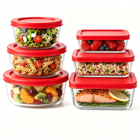 Boîte à lunch ronde en verre borosilicate de 500 ml en gros avec couvercles en plastique chauffables anti-fuite, adaptée au congélateur