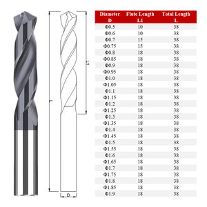 50 °   מקדחי טוויסט מקרביד טונגסטן מלא מצופה שחור מדויק, אביזרים למכונות CNC - Product Image 3