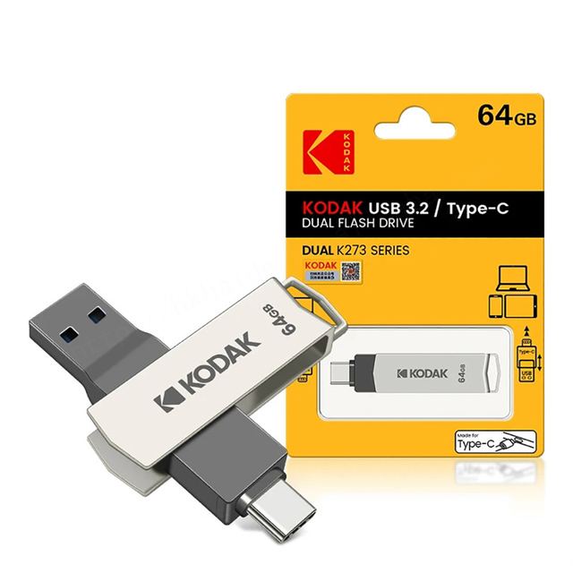 Kodak K273 Metal Pendrive Type C OTG Fancy Ultra Thin USB 64 Gb 3.2 Flash Drive