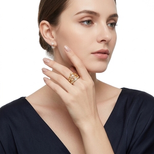 <span class=keywords><strong>Tiara</strong></span> di Lusso da Principessa con Zirconia Incastonata, Placcata in Oro 18K, Impermeabile, Gioiello di Moda per Donne, Anello a Corona in Acciaio Inossidabile 316L - Product Image 5