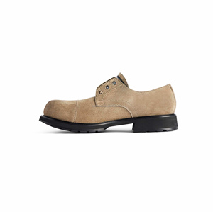 Chaussures Derby en cuir véritable effet vieilli à bout rond, unisexe, en daim vieilli, en cuir de veau, pour homme, chaussures Derby en daim - Product Image 3