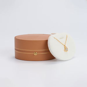 FANXI Custom logo <b>Orange</b> Leather Jewelry Box Ring Earrings Pendant Necklace Box Jewelry Packaging - Product Image 5